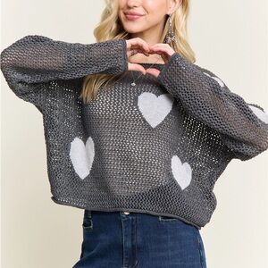 ADORA Charcoal Heart Knit Sweater